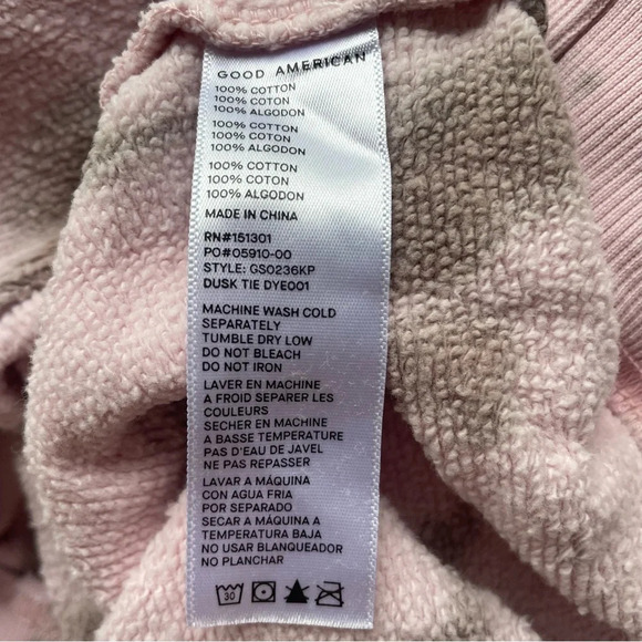 Good American Boyfriend Pink and Gray Tie Dyed Cotton Sweatshirt 33150 - Picture 5 of 5